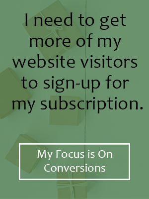 I need to get more of my website visitors to sign-up for my subscription. I want to focus on conversions.
